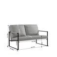 thumbnail image 3 of 45inch Small PU Leather Loveseat Sofa, Mid Century Modern Metal Frame Upholstered Couch with Extra Thick Padded Backrest and Seat Cushion, 2 Seater Sofa for Small Space Living Room Bedroom, Gray, 3 of 7