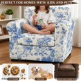 thumbnail image 4 of FKELYI Retro Flower Blue Print 2 Pcs Stretch Armchair Slipcover with Individual Cushion Cover Non-Slip Furniture Protector for Living Room Couch Sofa Covers, 4 of 7