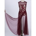 thumbnail image 3 of CHICTRY Girls Floral Sequins Leotard Dress Dancewear Spirit Praise Dance Maxi Skirt,Sizes 6-14, 3 of 7
