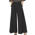 thumbnail image 2 of SELONE Palazzo Pants for Women Petite High Waist with Pockets Cotton Fashion Clothes Ankle Length Baggy Go Out Pants Black S, 2 of 8