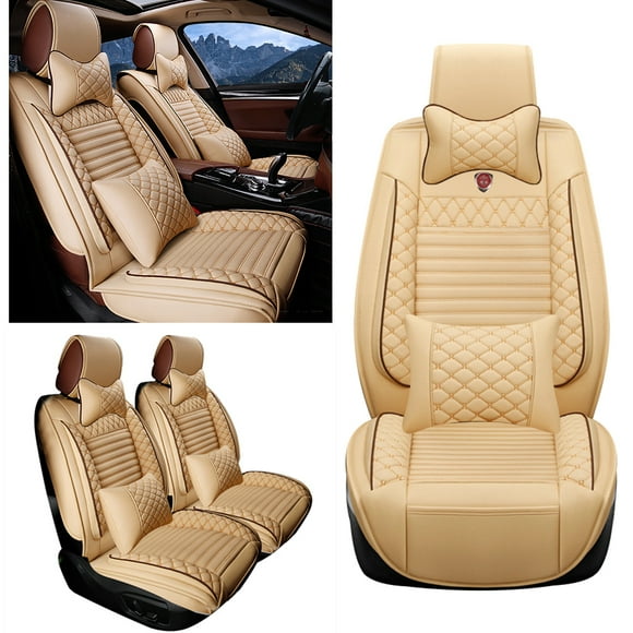 Maidao 2PCS Front Car Seat Covers, Premium Leather Waterproof Auto Seat Protectors, Front Seat Cushions Universal fit Most Cars, Suvs, Pickup Trucks, Black