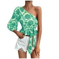 thumbnail image 1 of Birdeem Womens Fashion Skew Collar Three Quarter Sleeve Backless Print Blouse Tops, 1 of 9