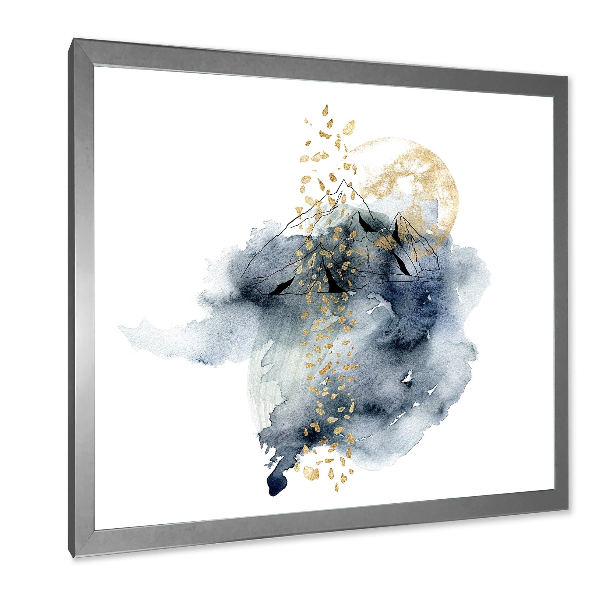 Designart 'Minimalistic Landscape of Moon With Mountains' Modern Framed Art Print