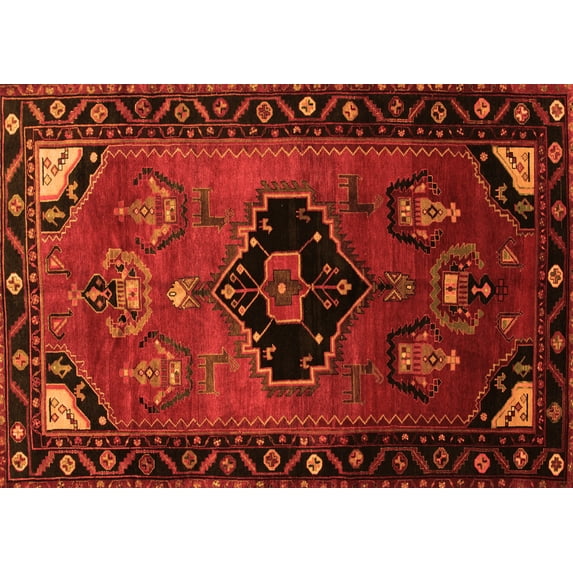 Ahgly Company Indoor Rectangle Persian Orange Traditional Area Rugs, 5' x 7'