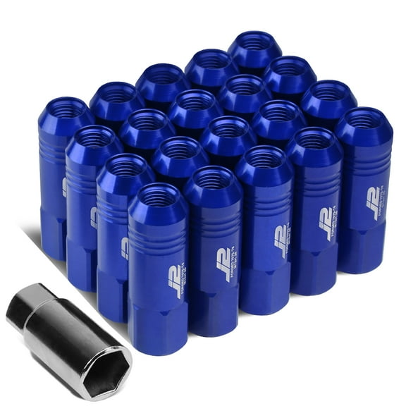 J2 Engineering LN-T7-009-125-BL J2 Engineering 7075 -T6 Forged Aluminum M12 x 1.25 20Pcs 60mm Height Open -End Lug Nut Sets w / Socket Adapter Blue