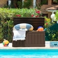 thumbnail image 3 of Brown Waterproof 85 Gallon Deck Box: Large Outdoor Resin Storage Container, Lockable Patio Bench, 3 of 7