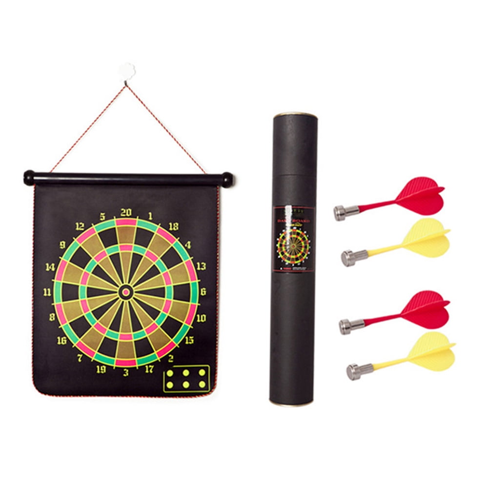 Double Sided Dart Board & 3 Darts Game Set Cave Game Room Kids Decoration 