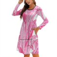 thumbnail image 1 of Motif Feuilles de Bananier Roses Tropicales sur Fond Blanc Robe Évasée Col Carré Robe Élégante Mode Féminine Imprimée Papier Peint Rose, 1 of 5
