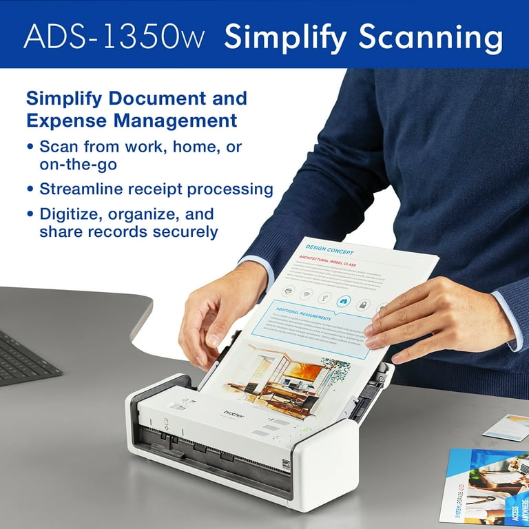 Brother, Wireless Color Compact Scanner, ADS-1350W, 30ppm