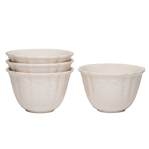 Red Vanilla FQ900-410 Country Estate Cereal/Fruit Bowls, 5-Inch/18-Ounce, White, Set of 4