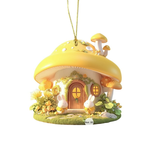 Kjfeif Easter House 2D Acrylic Small Hanging Pendant, Mini House Shaped Car Interior Charm & Backpack Pendant, Cute Acrylic Ornament, for Easter Spring Home Car Festive Decor & Daily Accessory