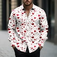 thumbnail image 2 of NaWent Long Sleeve Shirts for Men Valentine's Day Heart Print Wrinkle-free Casual Turndown Collar Blouse Shirt White 10(L), 2 of 5