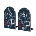 thumbnail image 2 of Picia Navy Blue Geometric Pattern Wood Bookends for Shelves,Non-slip Bookends, Heavy Duty Wooden Bookend Support,1 Pair, 2 of 8