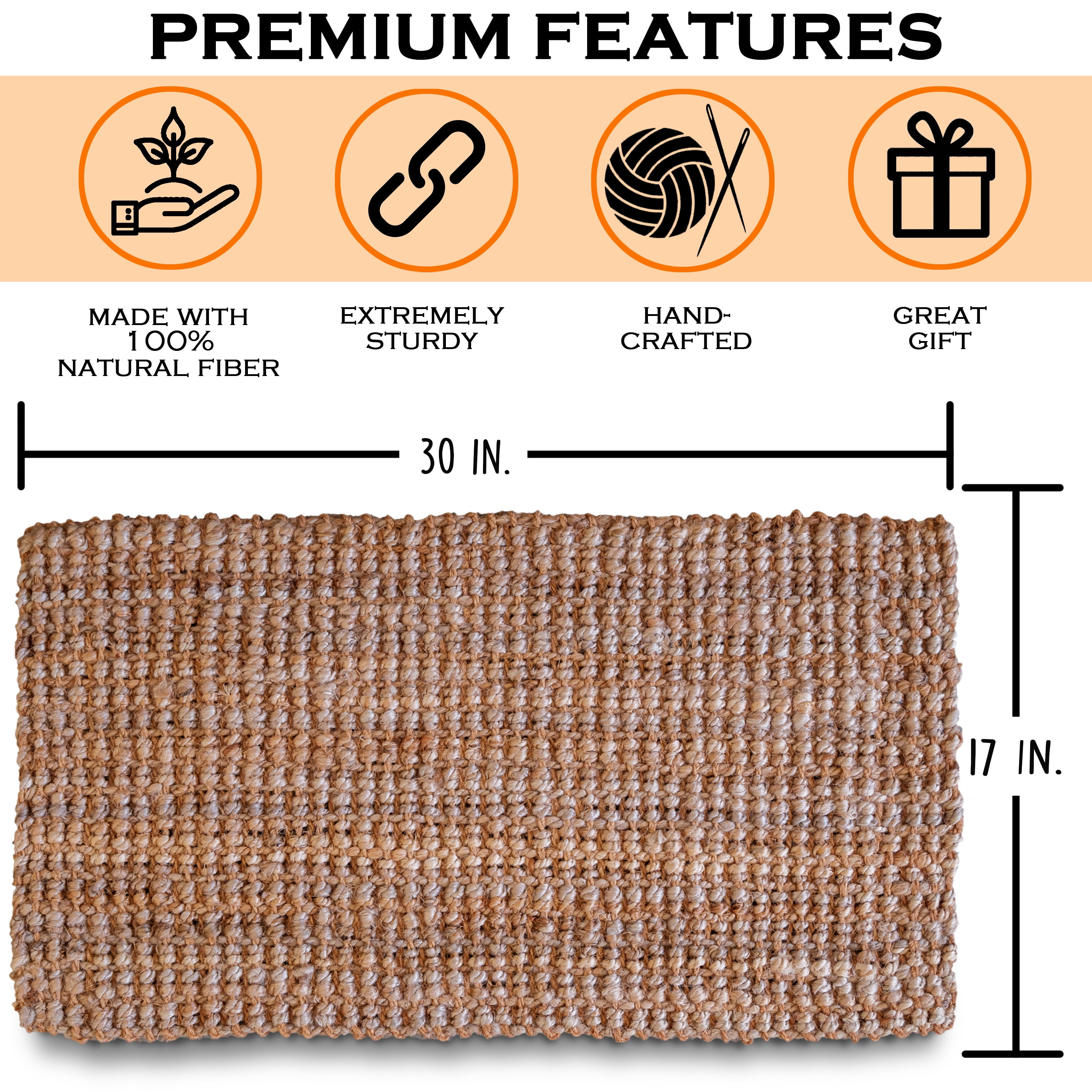 Jute Welcome Mat Woven Coir Doormat 30x17 Inch Welcome Mat Indoor Outdoor Door Mat