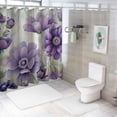thumbnail image 7 of Orinice Watercolor Floral Plant Shower Curtain Purple Beige Flower Vintage Colorful Botanical Wildflower Herb Boho Modern Minimalist White Farmhouse Fabric Bath Curtain with Hook 60x72, 7 of 7