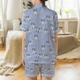 thumbnail image 3 of Lotusprinthandmade Shih Tzu Toile Dog Graphic All-over Print Satin Short-Sleeve Pajamas Set (M), Cute Dog Lover Sleepwear, 3 of 5