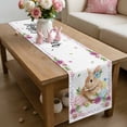 thumbnail image 6 of Happy Easter Table Runner 48 Inches Long for Kitchen Dining, Cute Rabbits Eggs Daisy Flowers Plants Watercolor Dresser Scarf Farmhouse, Dining Table Decorations for Wedding/Parties, 13 x 48 In, 6 of 8