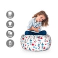 thumbnail image 2 of Cartoon Storage Toy Bag Chair, Repetitive Pattern of Castles Hearts Trees Leaves Wonderland, Stuffed Animal Organizer Washable Bag, Large Size, Sky Blue White and Red, by Ambesonne, 2 of 3