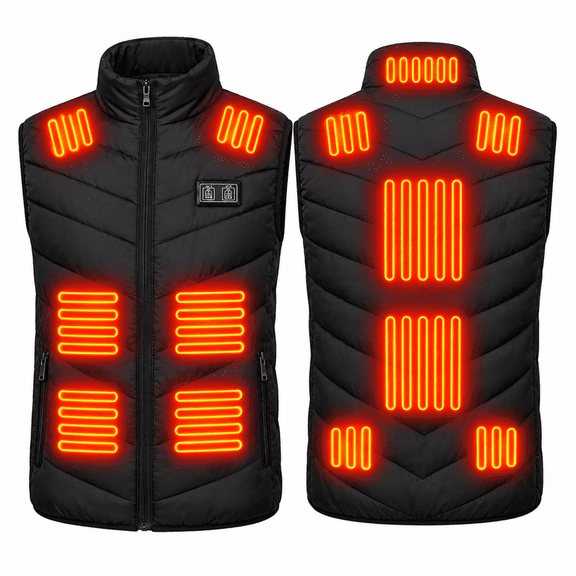 BounceUp Men's USB Heated Vest, 13-Zone Dual Control, Power Bank Not Included