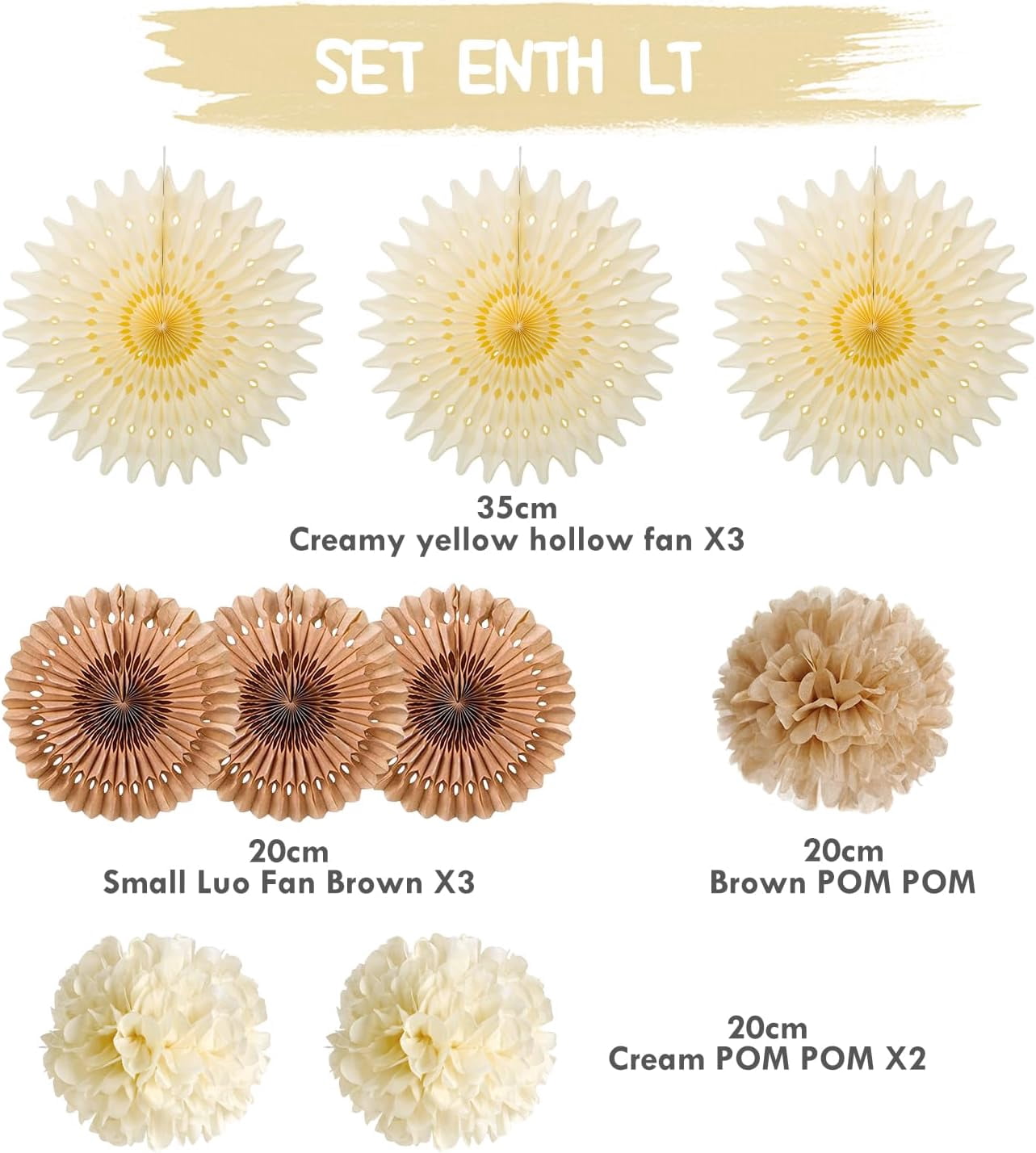 Brown Party Decorations Boho Wedding Party Decor Brown Beige Tissue Pom Poms Paper Fans Hanging Neutral Women Birthday Party Decorations Bridal Shower Baby Shower Rustic Engagement Decor