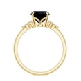 thumbnail image 3 of Cushion Shaped Black Onyx Side Stone Engagement Ring with Moissanite in Sterling Silver/ Yellow Gold Plated Trilogy Promise Wedding Band Ring July Birthstone Jewelry, Ring Size 6, 3 of 8
