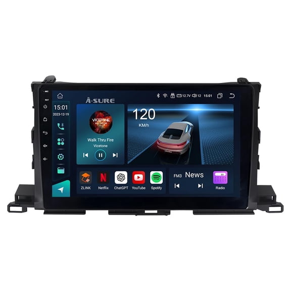 Sehmtoo 10.1 inch Car Stereo Radio GPS Navigation Unit for Toyota Highlander 2014-2019 HD Touchscreen Multimedia Player,8Core 4G 64G Android with Wireless Carplay,Android Auto,SWC,DSP,Bluetooth