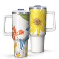 thumbnail image 2 of Sunflower Gift 40oz Tumbler with Handle and Straw, Large Capacity Travel Cup for Hot & Cold Drinks, Double Walled Vacuum Insulated Cup, Floral Lover Birthday Gifts for Mother's Day Women Girls, 2 of 7