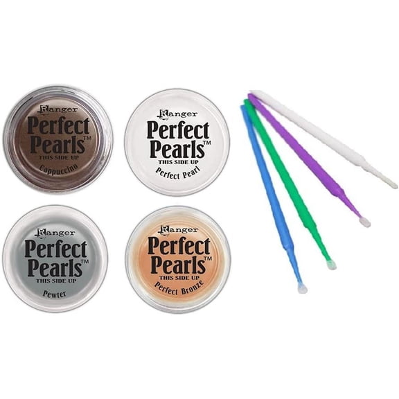 Ranger Perfect Pearls Bundles with PTP Detail Sticks Cappuccino, Perfect Pearl, Pewter, Perfect Bronze