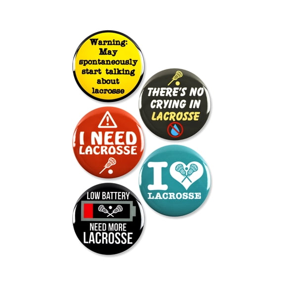 5 Pack - Lacrosse Fanatic Sports Pinback Buttons - 2.25 Inch