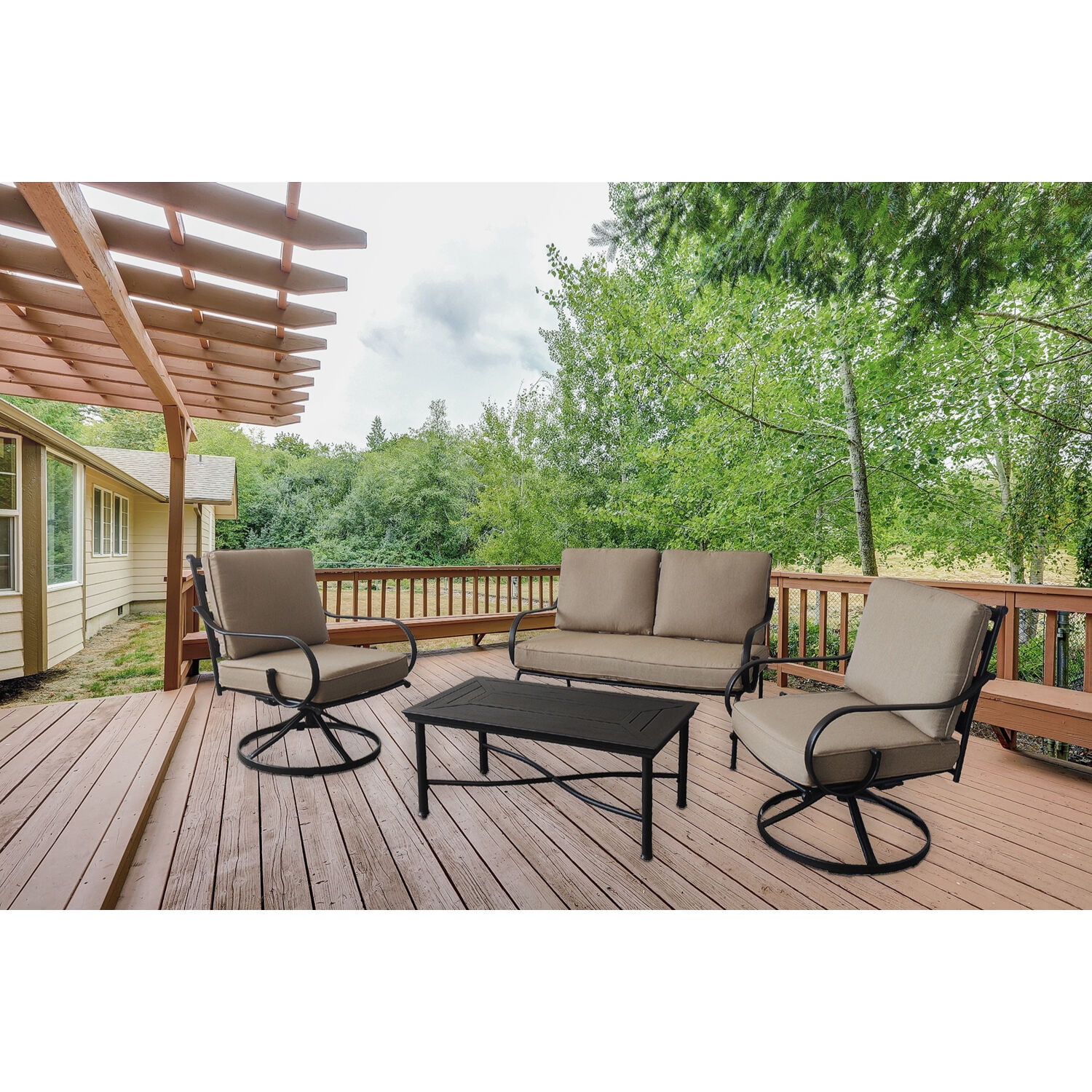 Hanover Montclair 4 Piece All Weather Outdoor Patio Chat Set 2