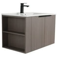 thumbnail image 4 of Fine Fixtures 30" Elmridge Modern Bathroom Vanity with White Ceramic Sink - Wide Interchangable Open Side Shelves - Gray Oak, 4 of 15