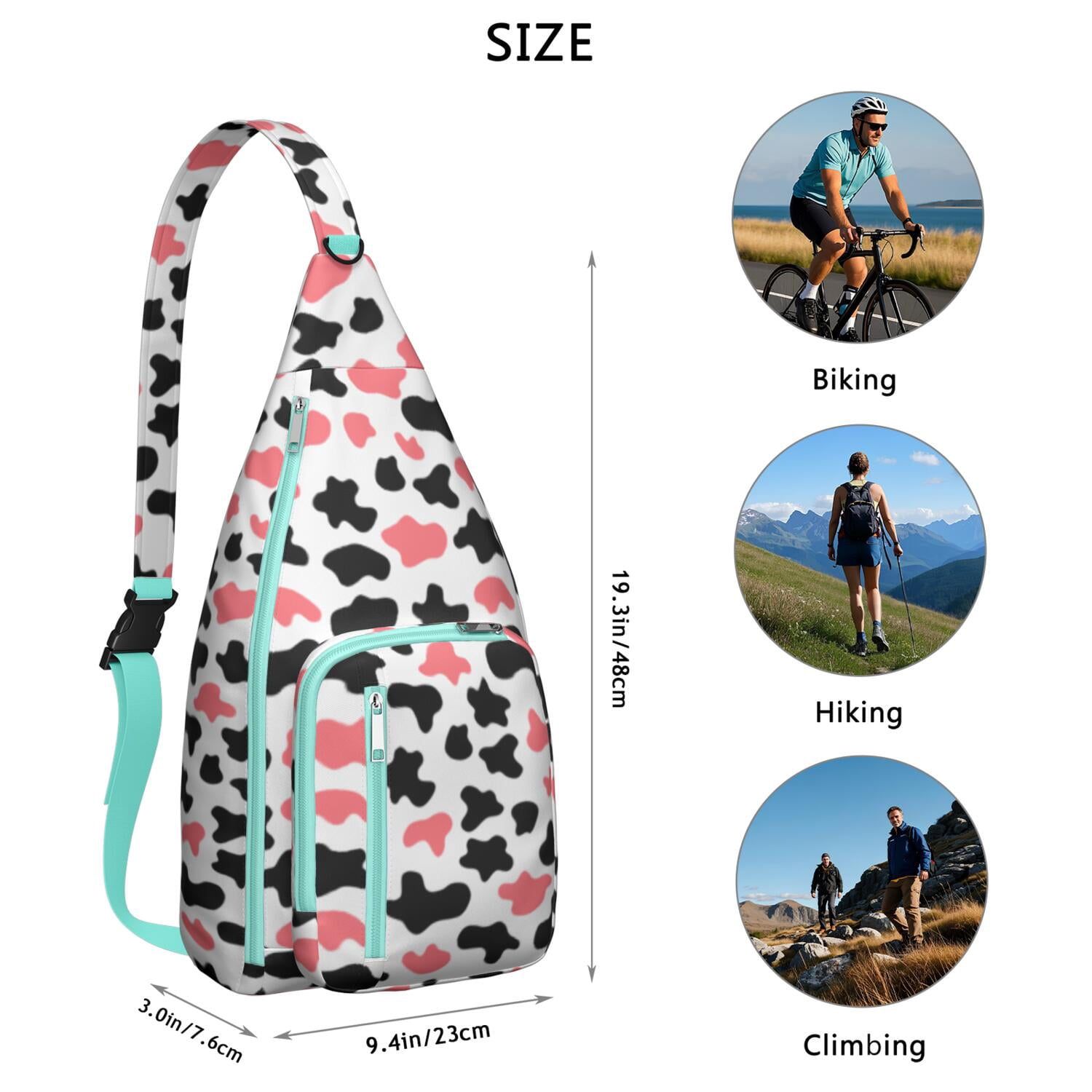 Rustic Cow Print Chest Bag - Vintage Farmhouse Style Sling Bag with Black and White Cattle Pattern, Cute Cartoon Country-Themed Fanny Pack for Animal Lovers (Farm & Nature Inspired)"