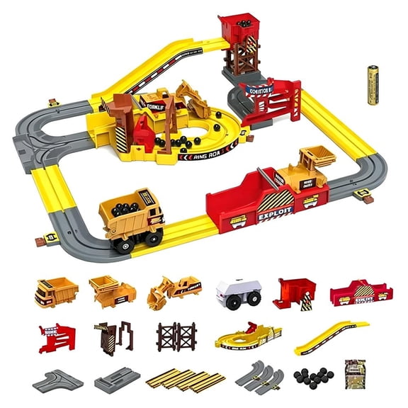 Sturdy Plastic and Metal Parts Track Train Set, Compact Design, 60 x 58 x 14 cm