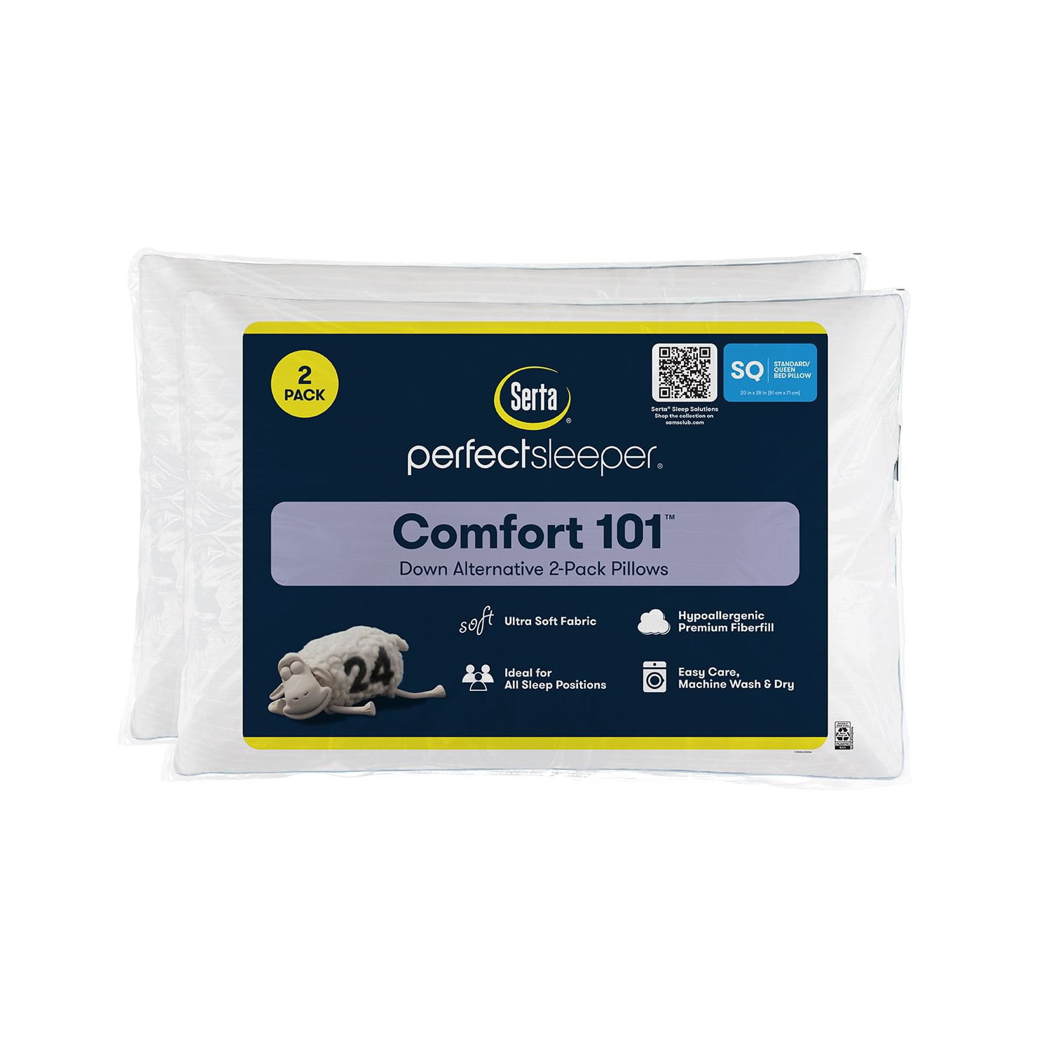 Serta 2-Pack Comfort 101 Bed Pillows,Queen
