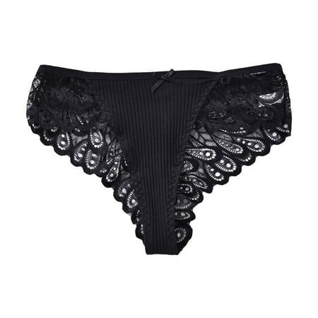 

KaLI_store Womens Lingeries Underwear for Women Bikini Panties Lace Stretch Seamless Low Rise Breathable Soft Briefs Black 4XL