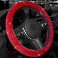 thumbnail image 1 of Funda para volante de mujer con cristales brillantes y diamantes brillantes para coche, SUV, ajuste universal, 15 pulgadas (rojo con diamante rojo, tamaño estándar (14" 1/2-15" 1/4)) ER, 1 of 5