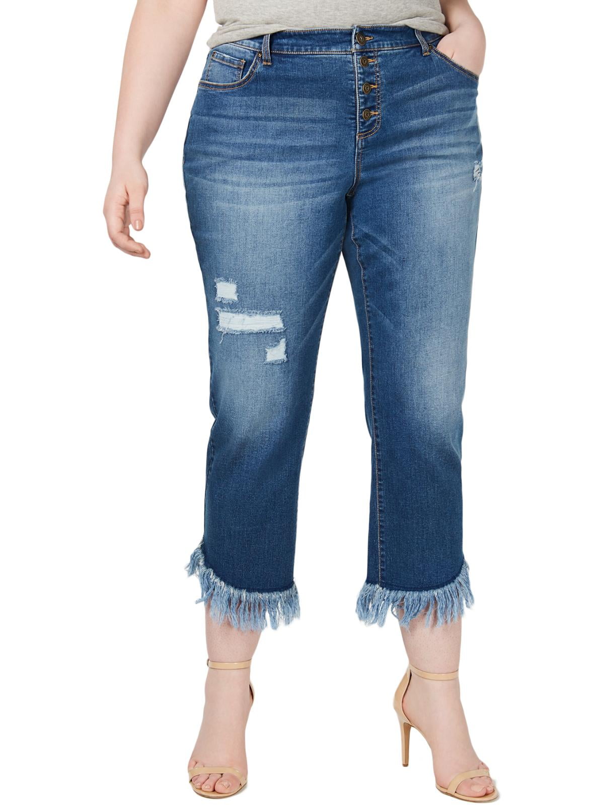 distressed capri jeans