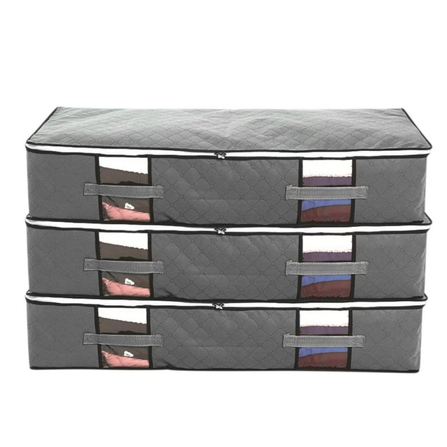 Under Bed Storage Bag Organizer 1 pc Polyester Fabric with Reinforced Handles Breathable Transparent Large Capacity for Quilts Blankets Pillows