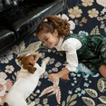 thumbnail image 4 of 4x6 Washable Rug, Non-Slip, Stain-Resistant Low-Pile Vintage Floral Scalloped Rug for Dining Room, Living Room, Bedroom -Black, 4 of 9