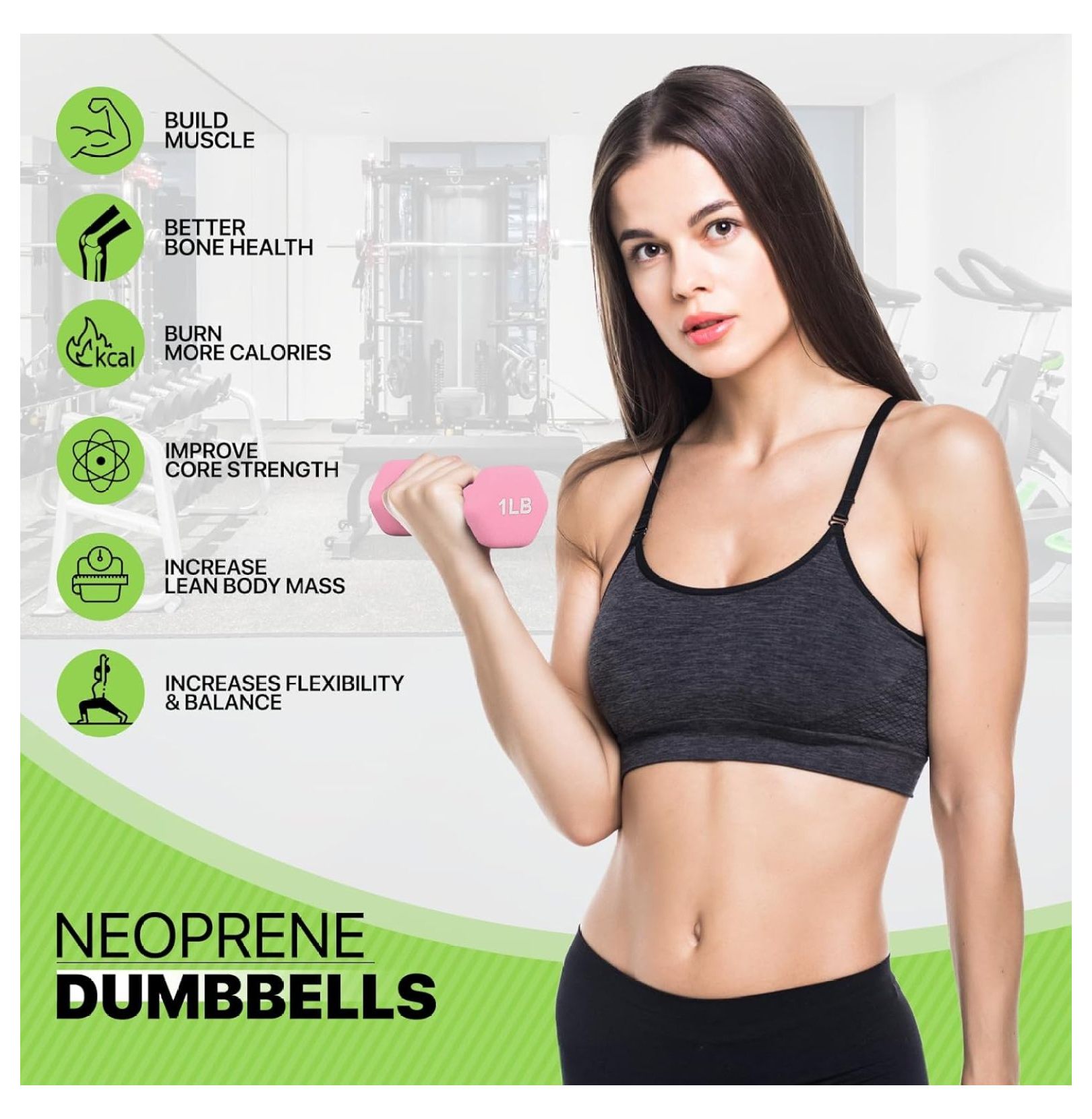 Dumbbells Hand Weights Set, Neoprene Coated Hexagon Workout Dumbbell for Women and Men, 1, 2, 3, 5, 8, 10, 12, 15lbs - Pair