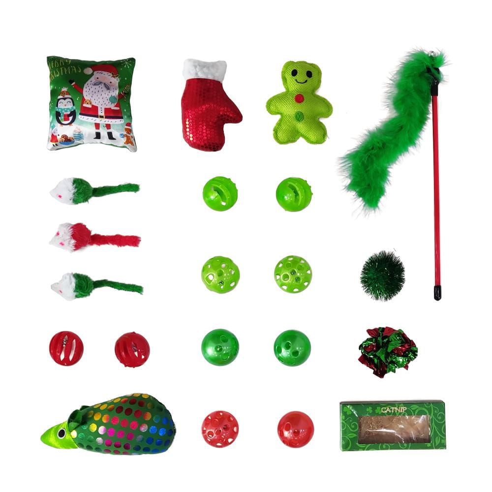 Holiday Time 21 Pièce Bas-Jouet Pour Chat, Vert
