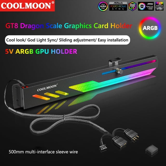 COOLMOON GT8 Soporte de GPU horizontal Soporte de tarjeta de video Soporte de GPU (Negro)