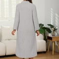 thumbnail image 6 of Long Hooded Zipper Bathrobe for Womens Flannel Robes Color: Light Gray Size: XXL, 6 of 6