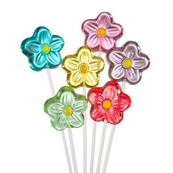 Sparko Sweets Daisy Twinkle Pops Lollipops, 100 Count, Multi-Flavor, 11-Inch Sticks, Handcrafted in USA, Spring Party & Baby Shower Candy, 5 lb Bulk