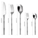 thumbnail image 3 of Juego de cubiertos de acero inoxidable de 5 piezas | Cuchillos, tenedores y cucharas con mango redondo | Plateados o dorados | Ideal para hoteles y restaurantes | Apto para lavavajillas, 3 of 6