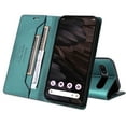 thumbnail image 3 of For Google Pixel 7A Flip Wallet Case,[RFID Blocking]PU Leather Magnetic Folio Cover,With Card Slots,Flip Folding Kickstand,Shockproof TPU Anti-fall Rugged Phone Case Cover,Green, 3 of 11