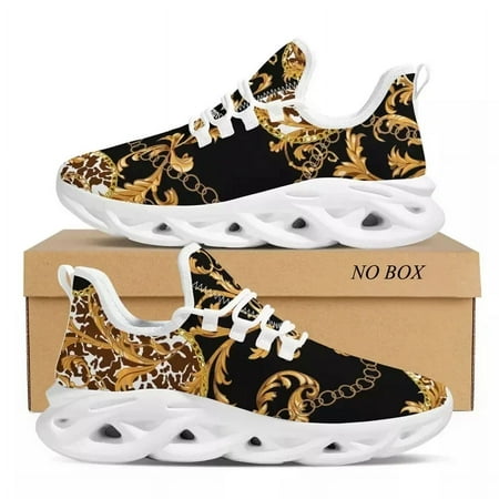 

Luxury European Golden Floral Women s Shoes Lace Up Ladies Platform Sneakers Couple Party Flat Mesh Leopard Print
