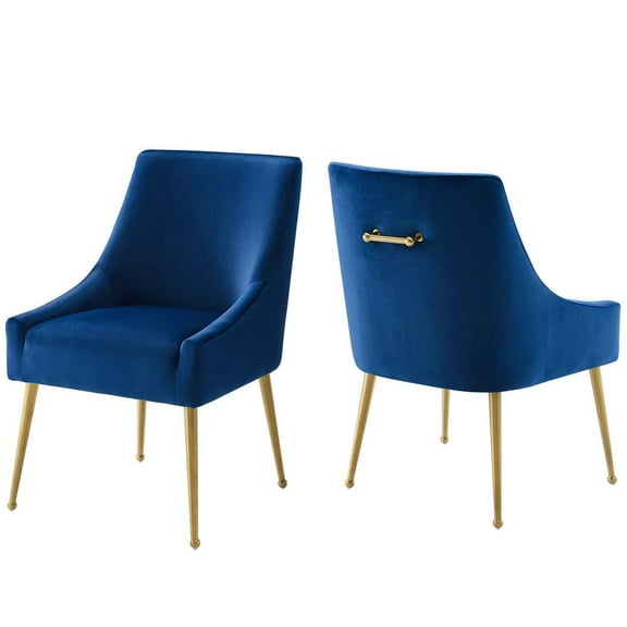 Modway Discern Upholstered Performance Velvet Dining Chair Set of 2 in Navy