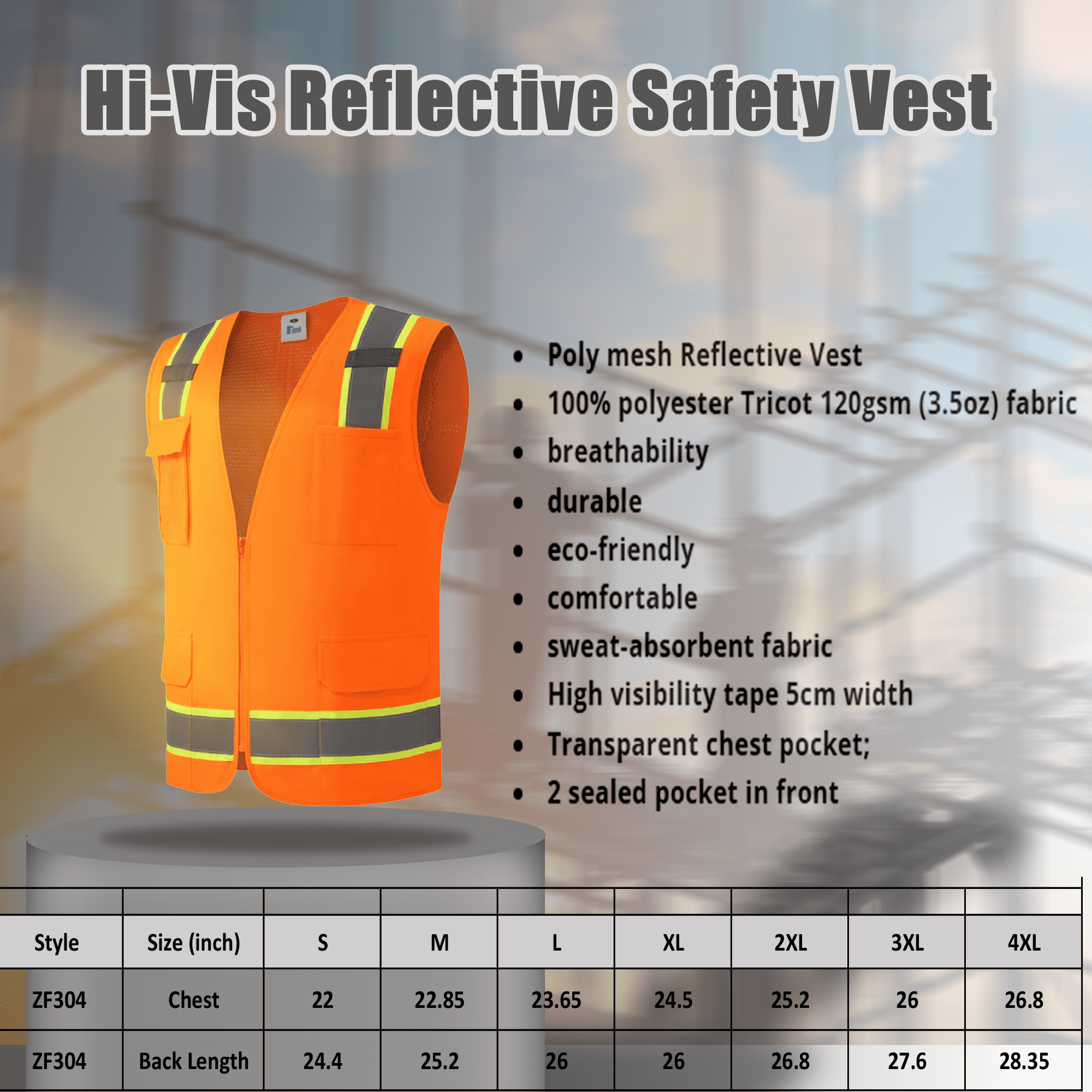 Zfeel Hi-Vis Safety Vest with Reflective Strips for Emergency, Neon Yellow and Neon Orange, 4-Pack, S