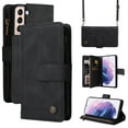 thumbnail image 1 of Mantto Galaxy S21 FE Cover, Wallet Card Slot Crossbody/Shoulder Strap + Wristlet Strap Magnetic Flip Premium PU Leather Zipper Pocket With Kickstand For Samsung Galaxy S21 FE,
Black, 1 of 18